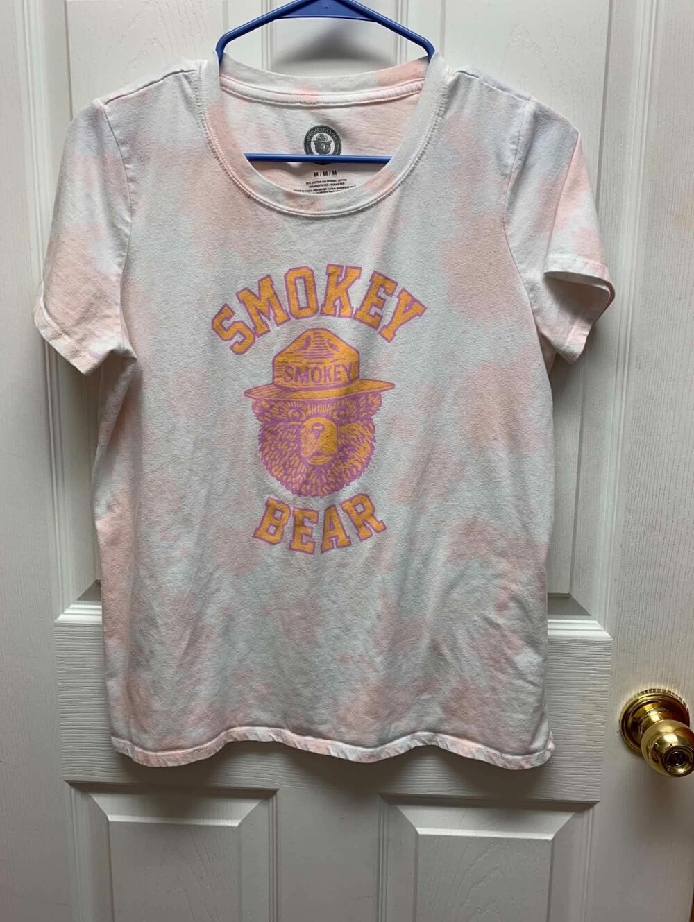 Smokey Bear Women’s Medium Pink Tie Dye Graphic T Shirt Official License